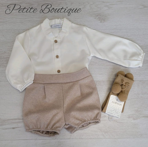 Spanish Calamaro shirt & beige short set