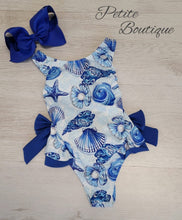 Load image into Gallery viewer, Seashells print double bow swimsuit