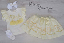Load image into Gallery viewer, Lemon rocking horse top &amp; skirt set