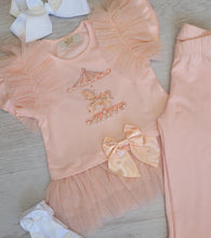 Load image into Gallery viewer, Peach carousel top &amp; legging set