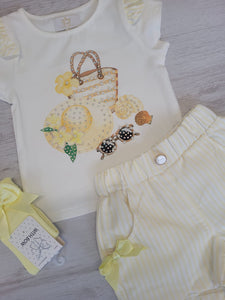 Caramelo lemon striped short set