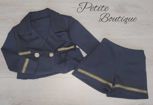 Navy 2pc jacket & short set