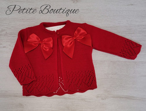 Spanish red double bow cardigan