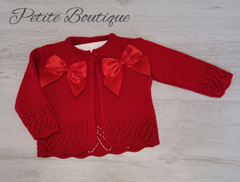 Spanish red double bow cardigan