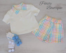 Load image into Gallery viewer, Boys multi colour gingham polo shirt &amp; short set