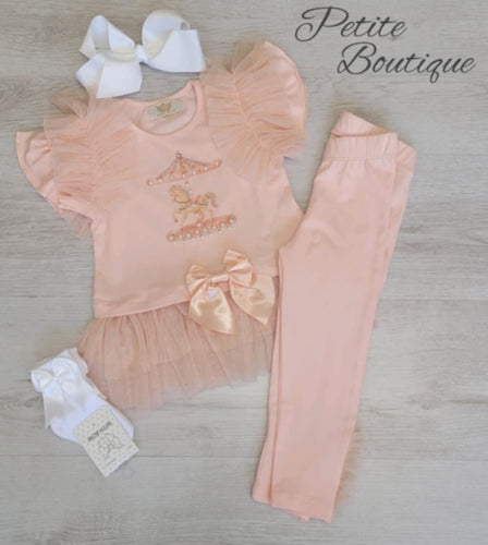Peach carousel top & legging set