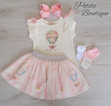 Load image into Gallery viewer, Pink hot air balloon top &amp; skirt set