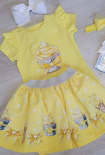 Load image into Gallery viewer, Yellow cupcake top, skirt &amp; headband set