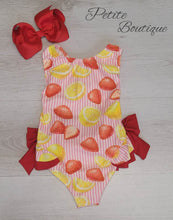 Load image into Gallery viewer, Strawberry &amp; lemons double bow swimsuit