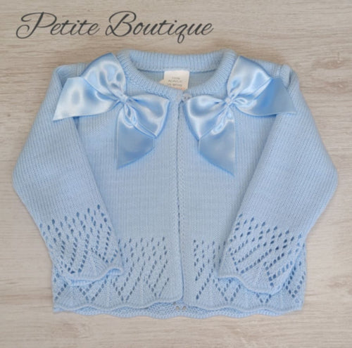 Spanish light blue double bow cardigan
