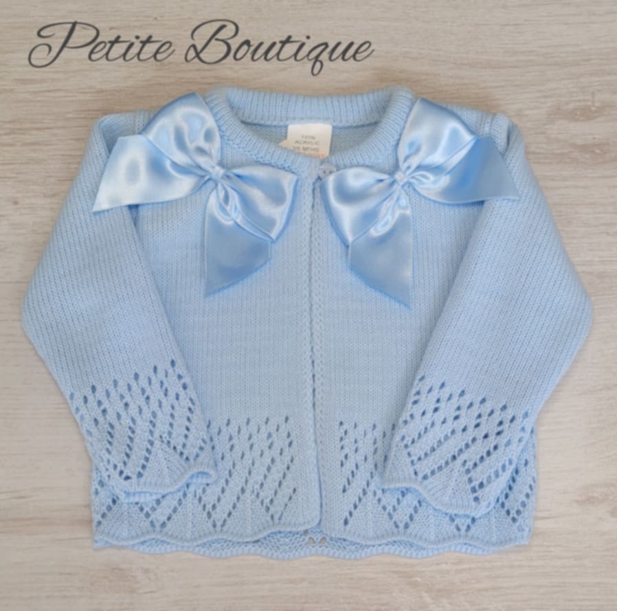 Spanish light blue double bow cardigan