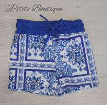 Load image into Gallery viewer, Royal blue patterned boys swim shorts