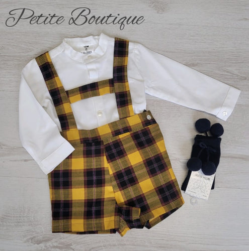 Spanish navy/mustard check H bar set