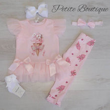 Load image into Gallery viewer, Pink ice cream top, leggng &amp; headband set