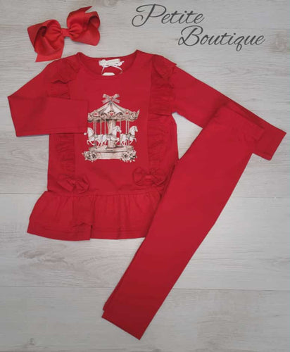 Red carousel top & legging set