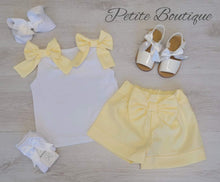 Load image into Gallery viewer, Lemon double bow top &amp; short set