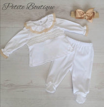 Load image into Gallery viewer, Spanish white/beige smocks 2pc set