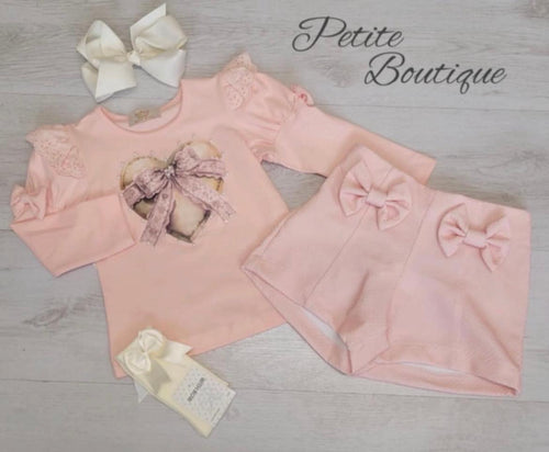 Peach heart top & short set