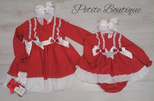 Load image into Gallery viewer, Spanish red/white double bow dress &amp; matching pants