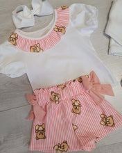 Load image into Gallery viewer, Pink teddy bear top &amp; short set