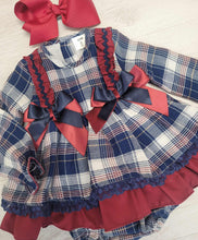 Load image into Gallery viewer, Spanish navy/burgundy dress &amp; matching pants