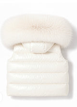 Load image into Gallery viewer, PRE ORDER padded gilet with detachable faux fur hood ❄️ - Cream