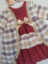 Load image into Gallery viewer, Spanish burgundy/tan older girls dress
