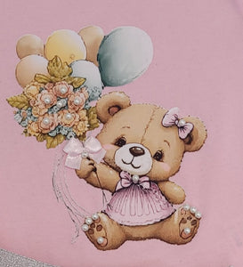 Pink/cream teddy bear top & skirt set