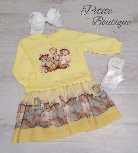 Girls yellow teddy bear dress