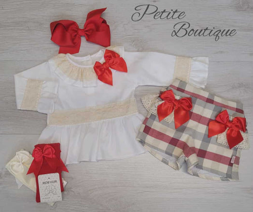 Spanish shirt & red/grey check short set