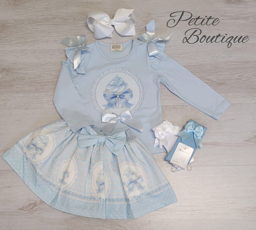 Light blue cupcake top & skirt set