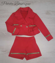 Load image into Gallery viewer, Red 2pc jacket &amp; short set