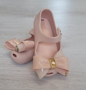 Pink bow jelly shoes