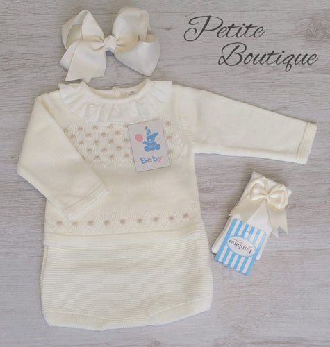 Spanish cream/camel dot knit set