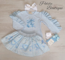 Load image into Gallery viewer, Blue perfume bottle top &amp; skirt set