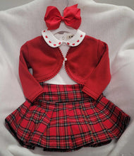 Load image into Gallery viewer, EMC heart collar vest, skirt &amp; red Spanish bolero set