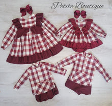 Load image into Gallery viewer, Spanish burgundy check shirt &amp; short set