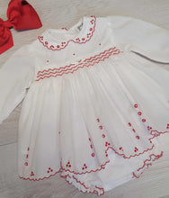 Load image into Gallery viewer, Sarah Louise white/red smock dress with matching pants