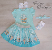 Load image into Gallery viewer, Mint green cupcake top, skirt &amp; headband set