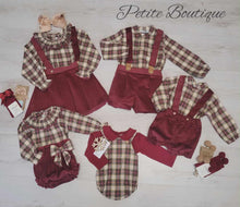 Load image into Gallery viewer, Calamaro spanish burgundy check top &amp; romper