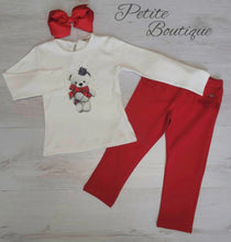 Load image into Gallery viewer, EMC teddy top &amp; red legging set