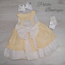 Load image into Gallery viewer, Spanish lemon/white older girls puffball dress