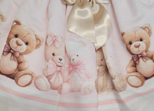 Load image into Gallery viewer, Cream/pink diamanté teddy top &amp; skirt set