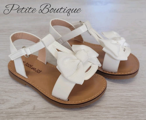 White bow strap sandals