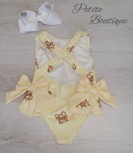 Load image into Gallery viewer, Lemon teddy bear double bow swimsuit