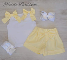 Load image into Gallery viewer, Lemon double bow top &amp; short set