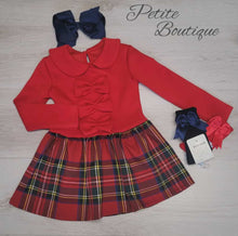 Load image into Gallery viewer, Red drop waist tartan dress