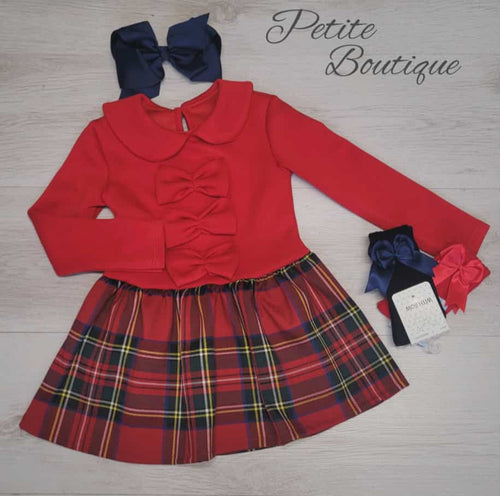 Red drop waist tartan dress