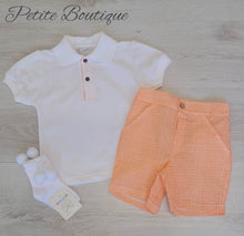 Load image into Gallery viewer, Spanish Calamaro polo shirt &amp; orange short set
