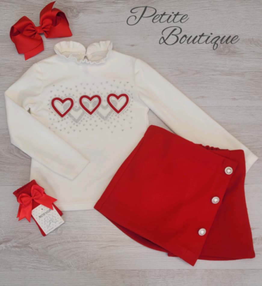 Red heart top & skort set